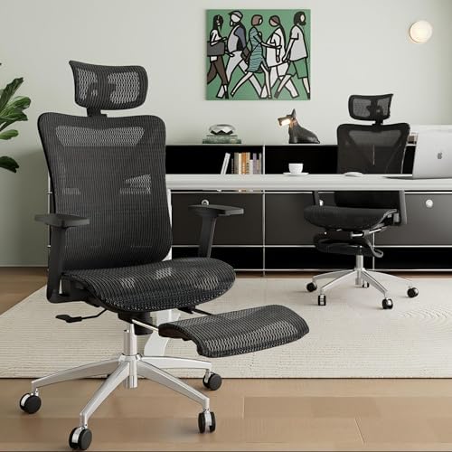 Krzesło mesh z podnóżkiem recliner