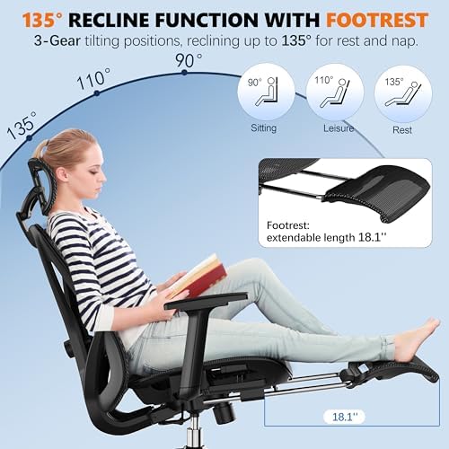 Krzesło mesh z podnóżkiem recliner